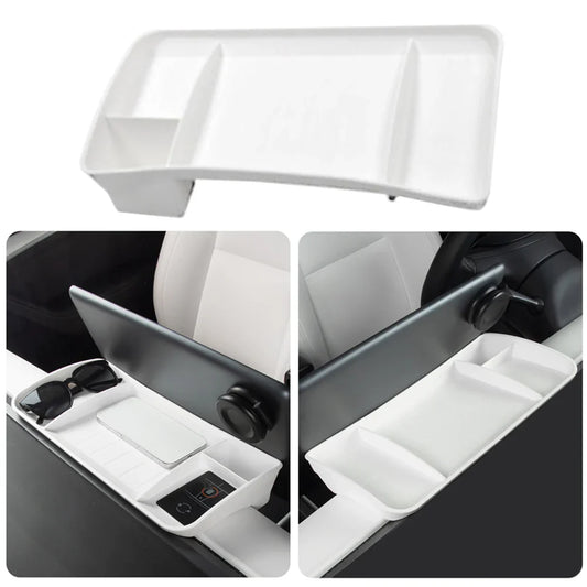 Tesla Model 3 & Y Rear Screen Storage Box – Hidden TPE Organizer Tray & Tissue Box for Interior Accessories