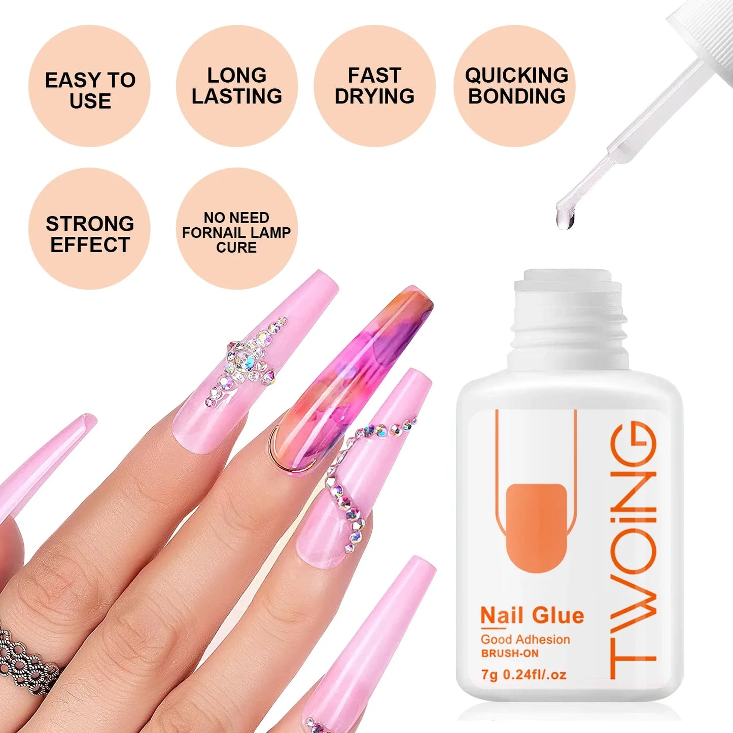 5pcs/2pcs Super Strong Nail Glue – 7g for False Nails, Acrylic, Press-On & Nail Art Decoration, Lasting Adhesion