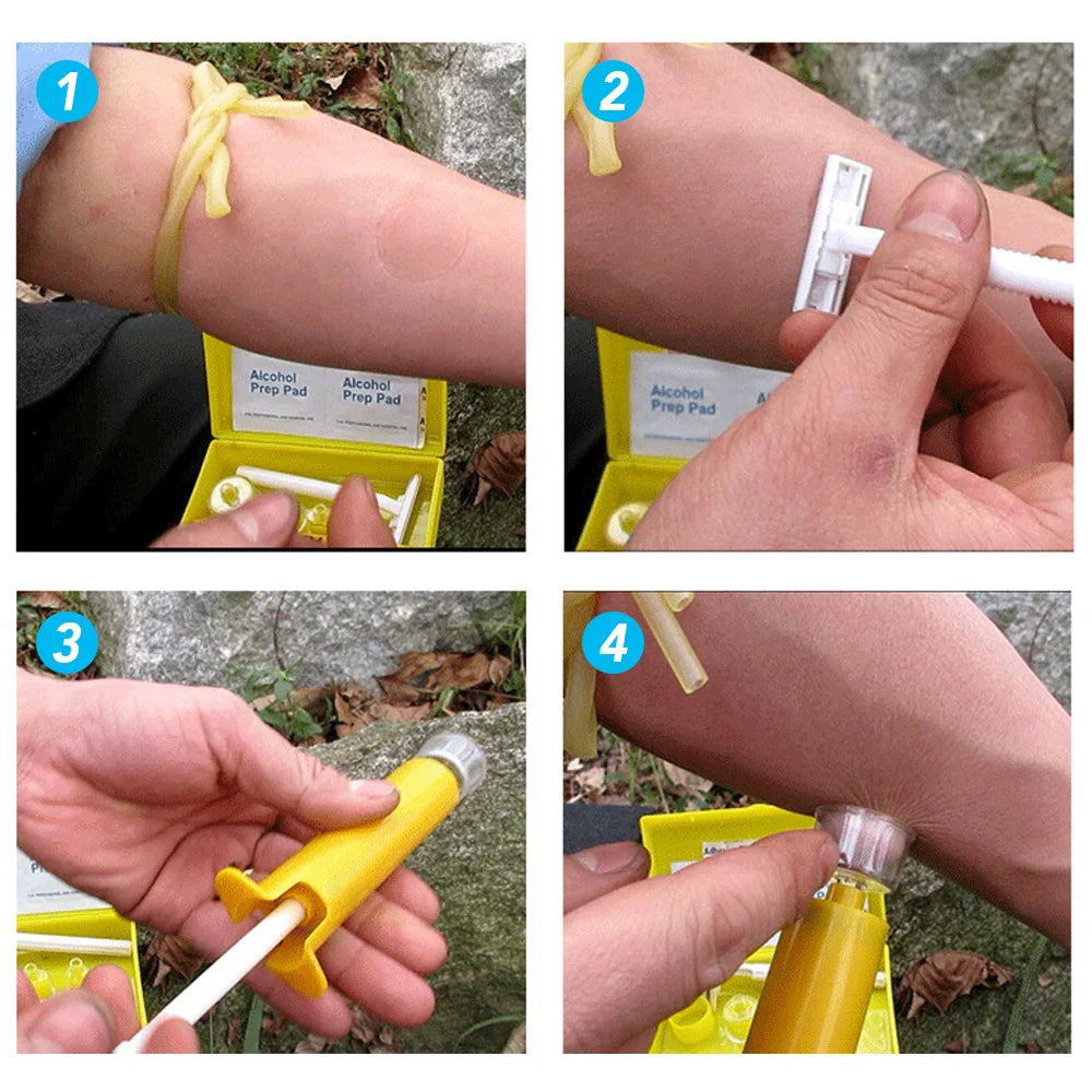Venom Extractor First Aid Kit : Outdoor Emergency Survival Rescue for Snake & Insect Bites - Wild Bee Bite Vacuum Detox Pump