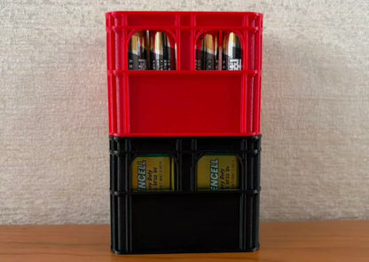 3D Printed DIY Battery Storage Box – Stackable Beer Crate for AA, AAA, and 9V Batteries Organizer
