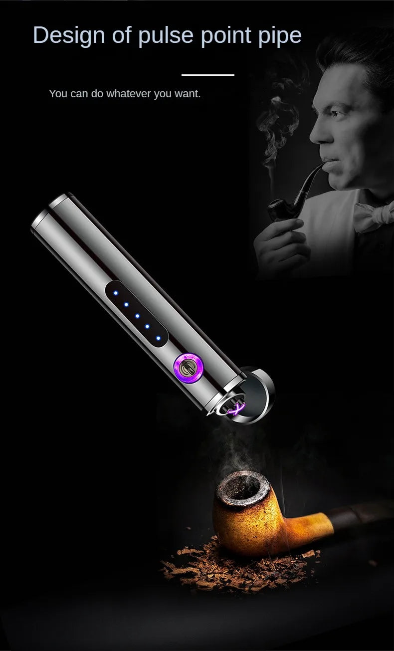 USB Rechargeable Cylindrical Dual Arc Plasma Lighter – Portable Metal Cigarette Lighter