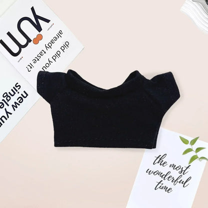 Cotton Short-Sleeve Labubu Doll Clothes – 14-17cm Solid Color T-Shirt Dress-Up Accessories for Plush DIY Toys