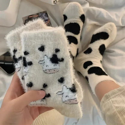 5 Pairs Happy Face Crew Socks – Cartoon Cat Cotton Mid Tube Socks, Breathable Women's Stockings & Hosiery