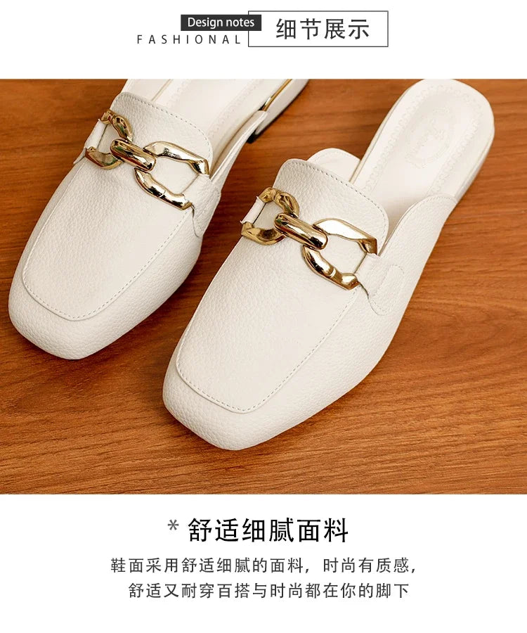 2024 Spring Summer Women’s Straw Mules – Bowknot Round Toe Fisherman Slippers