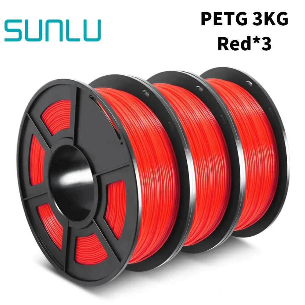 SUNLU PETG 3D Printer Filament 1.75mm ±0.02mm – 3 Rolls 1KG Each, Neatly Wound Vacuum-Sealed Printing Material