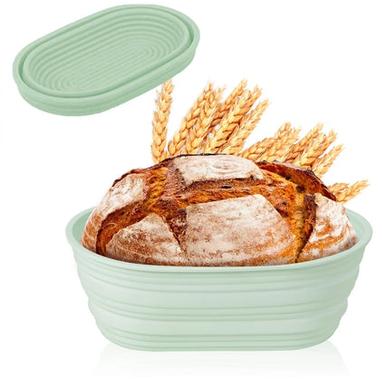 Foldable Silicone Sourdough Proofing Basket – Non-Stick Collapsible Baking Bowl with Starter Kit, Washable Bread Dough Bowl