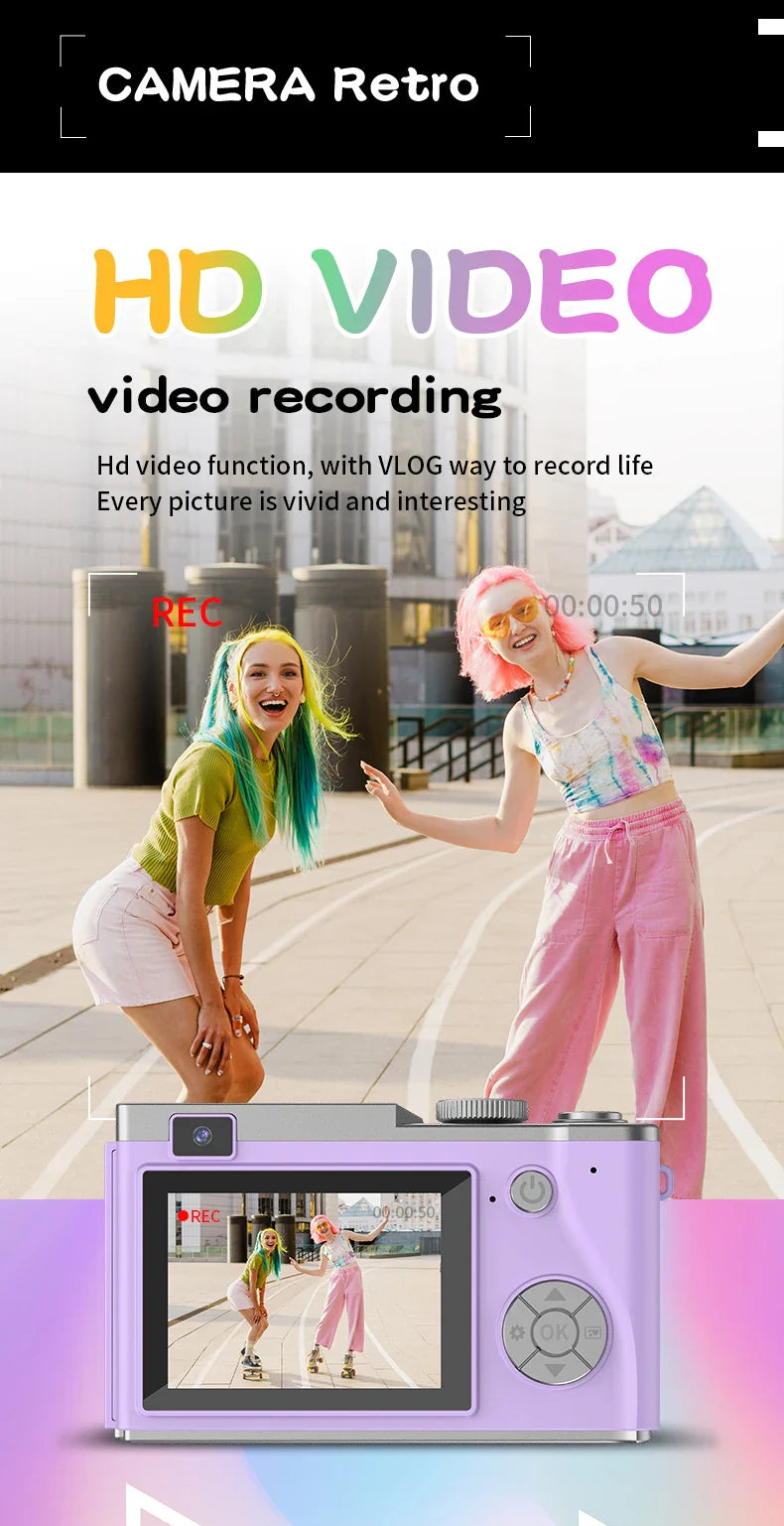 4K Digital Camera – 64MP Photography & Video Camcorder for Kids, Adults & Beginners | Rechargeable with 2.4 Inch Screen