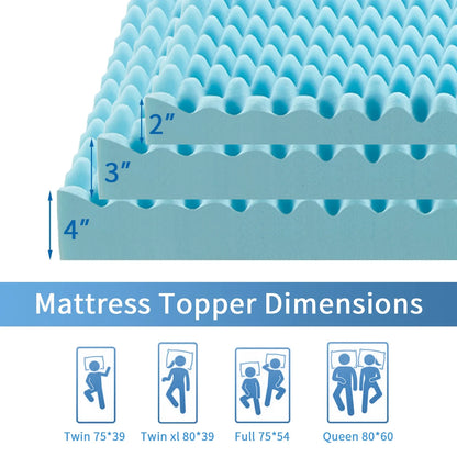 2", 3", 4" Full Memory Foam Mattress Topper - Gel-Infused Comfort Pad for Full/Double Bed, Soft Foam Mattress