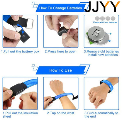JJYY 1PC Outdoor Sports Night Running Armband - LED Light, USB Rechargeable Safety Belt, Arm Leg Warning Wristband for Cycling and Biking