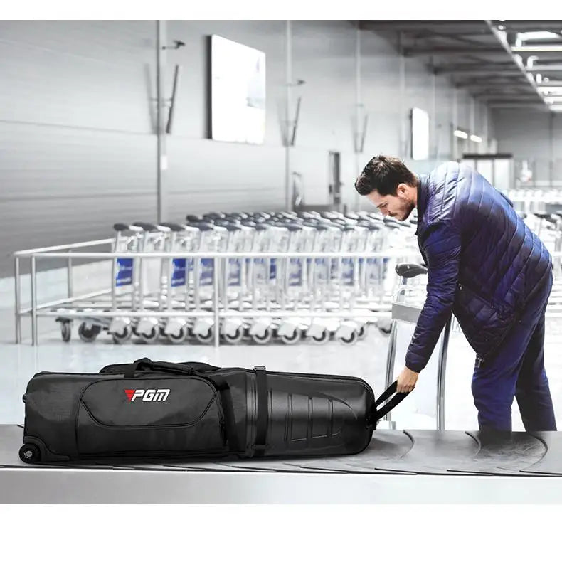PGM Golf Aviation Bag – Hard Shell Anti-Collision Travel Bag with Roller Skating Belt, Men & Women, HKB014