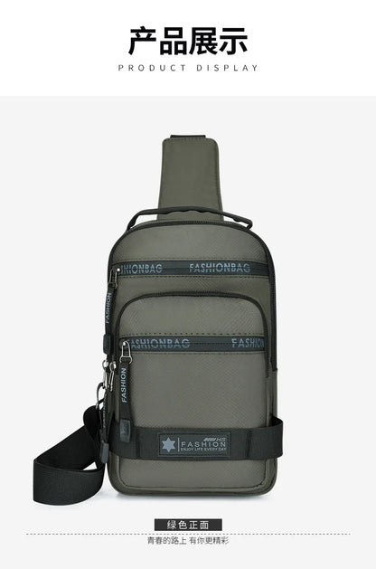 Men’s Chest Bag – Large Capacity Lightweight Nylon Crossbody Shoulder Backpack for Travel, Korean Style
