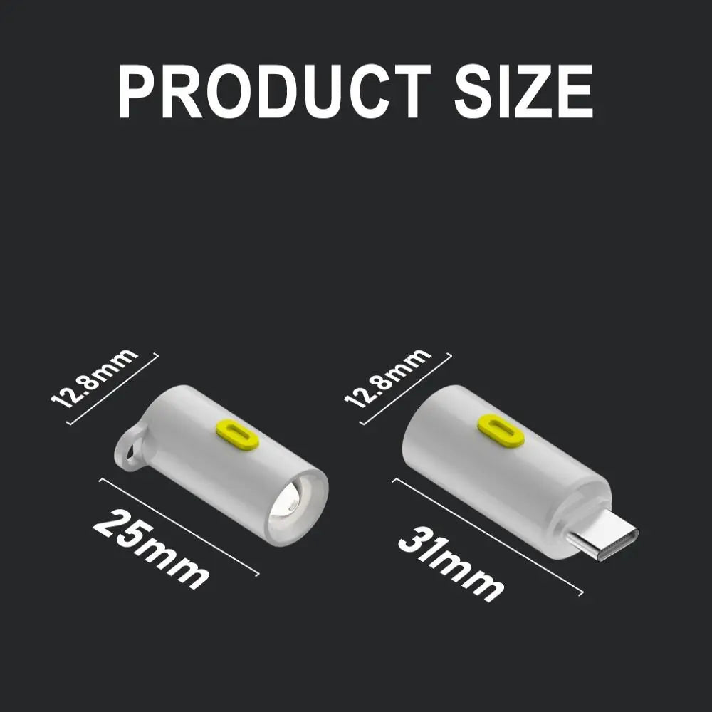 230 Lumens Type-C Mini LED Flashlight - Portable USB-C Emergency Light with Lanyard for Outdoor Use