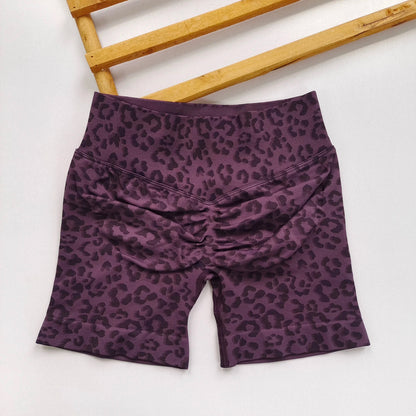 Women’s Leopard Print High-Waist Biker Shorts - Butt-Lifting Slim Fit for Yoga, Gym & Workouts