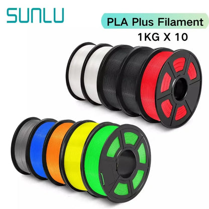 SUNLU PLA/PETG/PLA+ 3D Printer Filament Bundle – 10 Rolls 1KG Each, 1.75mm Neatly Wound Filament for 3D Printing (EU/US)