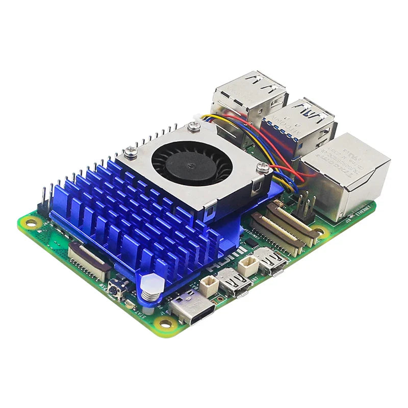Raspberry Pi 5 Active Cooler — Aluminum Heatsink with PWM Adjustable Fan, Black/Silver/Blue Cooling Radiator for Pi 5