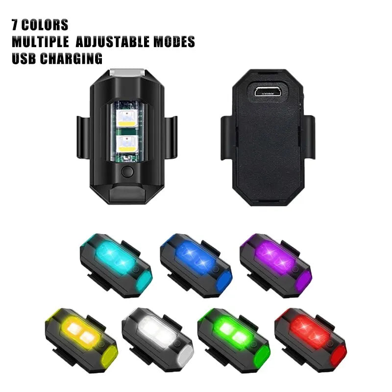 Universal Strobe Light – LED Anti-Collision Warning Light for Motorcycle, Scooter, Car – 7 Color Drone Flash Turn Signal Indicator