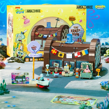 SpongeBob Krusty Krab Building Blocks - Creative Restaurant Scene Model Bricks Desktop Decor & Holiday Gift