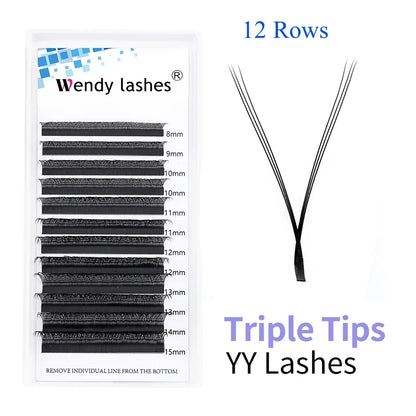 Wendy Lashes YY Shape Eyelash Extensions – Automatic Flowering W-Shape 3D-8D Premade Black Lashes