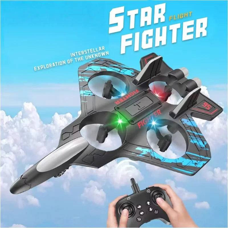 2.4G Remote Control Foam Fighter Glider – Electric Stunt UAV Helicopter with LED Lights & 360° Tumbling Aircraft Model