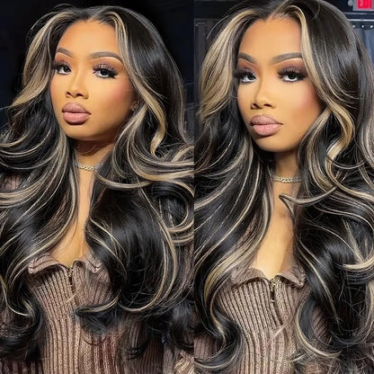 1B/27 Body Wave Human Hair Wig – 30” 13x4 HD Lace Frontal Ombre Blonde Brazilian Wig for Black Women