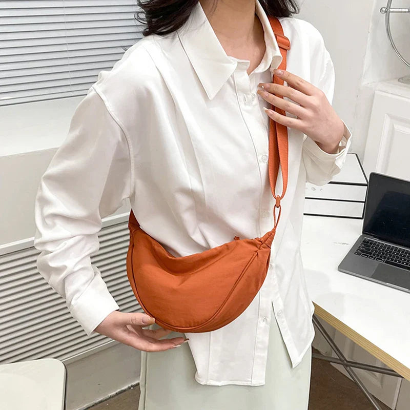 Nylon Hobo Chest Shoulder Bag – Large Capacity Half Moon Crossbody Messenger for Women, Travel & Everyday Use