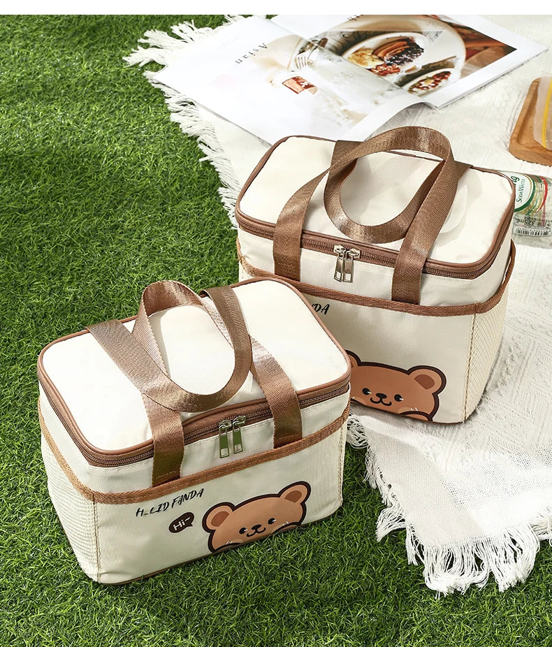 WORTHBUY Cute Thermal Lunch Bag – Large Capacity Insulated, Waterproof & Portable Picnic Cooler for Students