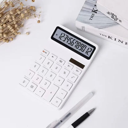 12-Digit Solar Calculator – Dual Power Supply Electronic Financial Accounting Calculator for Home, Office & School Use