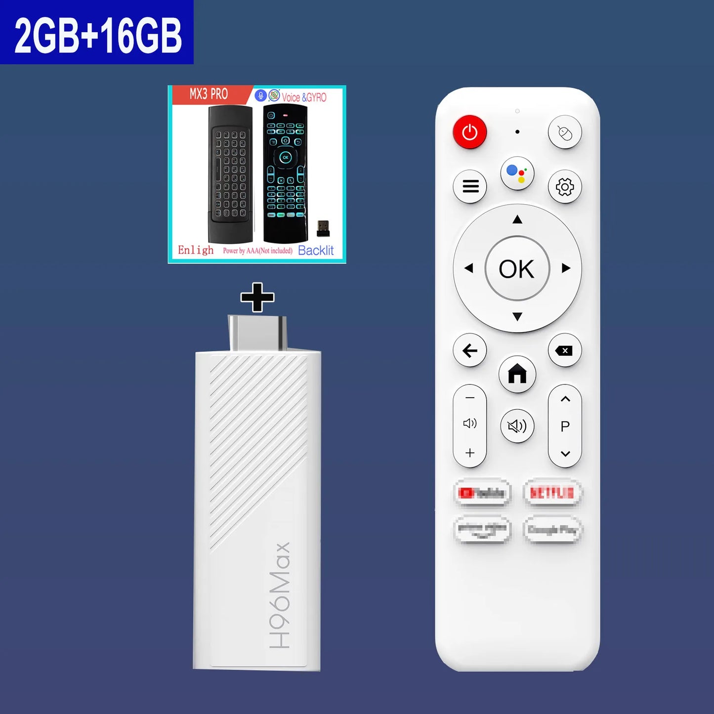 H96 MAX Android TV Stick Allwinner H313 | 4K 3D HDR, 8GB/16GB, Dual WiFi 2.4G/5G/6, Google Voice Remote