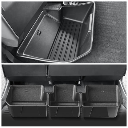 Tesla Cybertruck 2024–2025 Under Seat Storage Box Set – Rear Seat Lower Organizer Case, Car Interior Hidden Storage Accessories