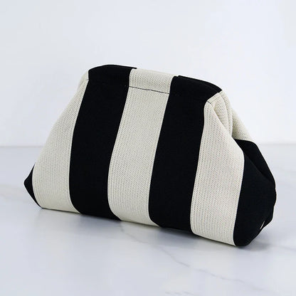 Women’s Summer Woven Crochet Clutch Bag – Ruched Cloud Dumpling Handbag, Colorblock Knit Beach Purse for Casual Use