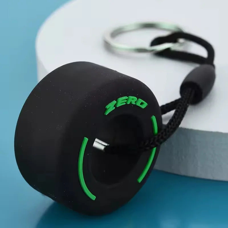 Mini F1 Racing Tire Keychain – Luxury Car Key Accessory & PVC Tire Pendant for Men, Car Lovers & Gifts