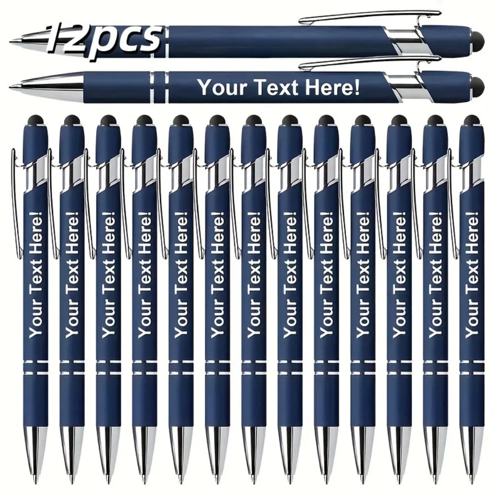 Engraved Metal Ballpoint Pens - 12-Pack Personalized Business, Anniversary & Graduation Gift Pens