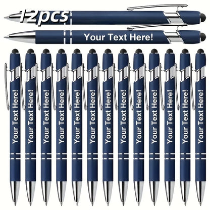 Engraved Metal Ballpoint Pens - 12-Pack Personalized Business, Anniversary & Graduation Gift Pens