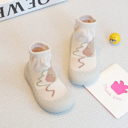 Newborn Baby Shoes — Embroidered Nonslip Socks & Soft Rubber Sole Booties for Boys & Girls