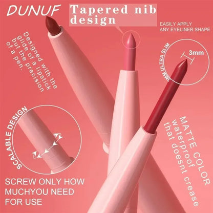 Matte Red Brown Lip Liner Pencil – Waterproof Slim Lip Contour Pen with Tapered Nib Long-Lasting Lip Stain