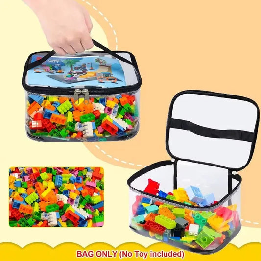 Large Capacity Transparent Mesh Zipper Storage Bag – Organizer for Toys, Puzzles & Building Blocks