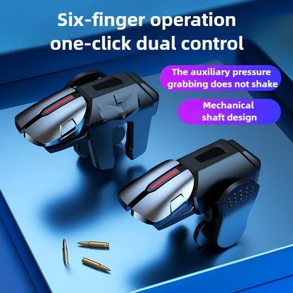G21 Six-Finger Mobile Game Trigger – PUBG L1 R1 Shooting Controller, ABS Universal Gamepad Joystick for iOS & Android Phones