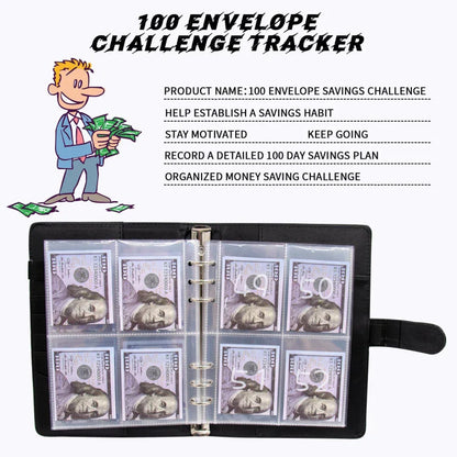100 Envelope Challenge Binder – Savings Challenge Loose-Leaf Budget Binder with Cash Envelopes, Money Organizer System