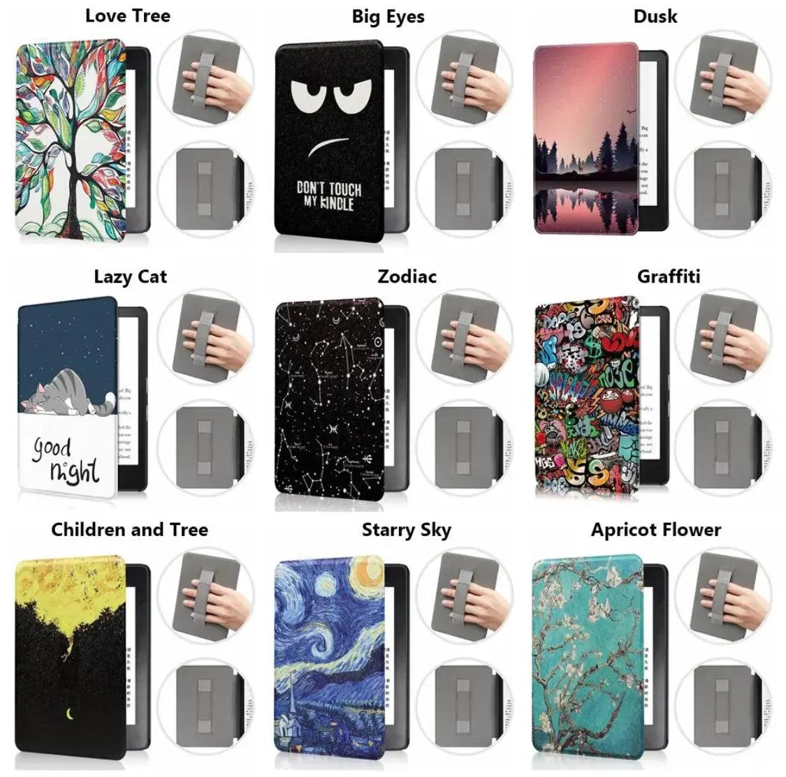 Kindle 10th Gen 6" Leather Case – Hand Strap & Screen Protector Cover with Wake/Sleep Function (2019, J9G29R)