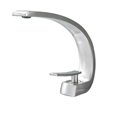 Brass Bathroom Faucet - Single Handle Basin Sink Mixer Tap with Hot & Cold Water, Beautiful Curve Design, Deck Installation