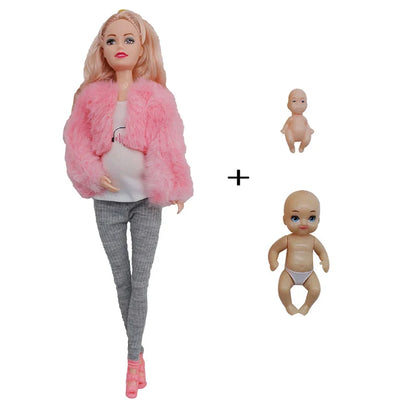Educational Pregnant Doll Toy for Children – Includes Two Babies, Random Shoes & Fashion Clothes, Gift for Girls Games