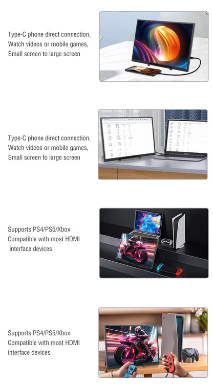 Anmite 10.5" Portable Monitor — 1280P HDR, 16:10 Low Blue Light Display for Xbox, PS4/PS5, Switch, PC & Laptop Extension