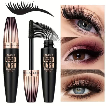 Waterproof 4D Mascara – Thick, Long, Smudge-Proof, Plump & Long-Lasting Curling for Large Eye Makeup, Makeup Tools