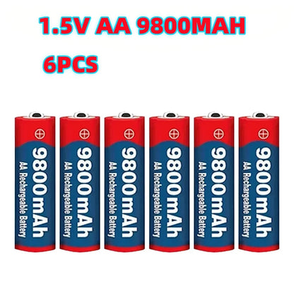 1.5V AA 9800mAh Rechargeable Battery – High-Quality Original AA for LED Lights, Toy Cameras, Microphones