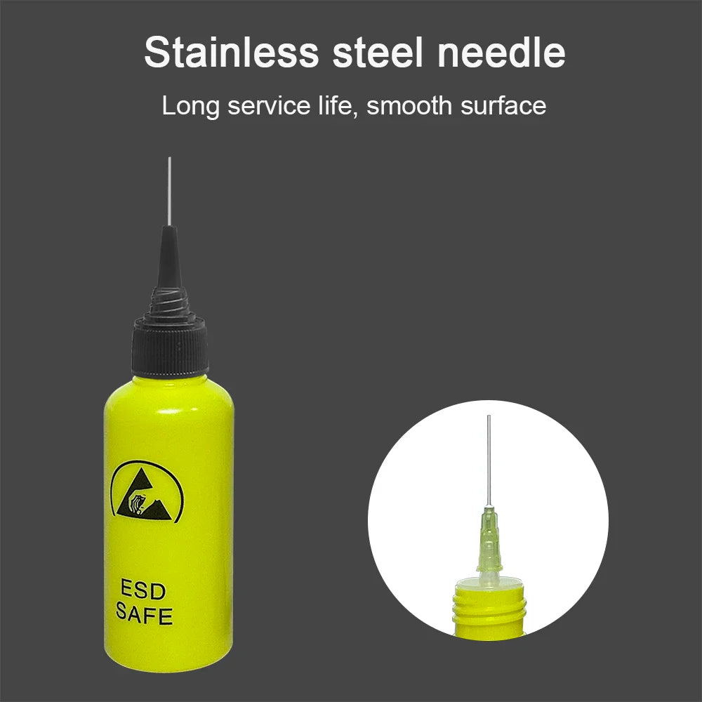 65ML Anti-Static Solvent Dispensing Bottle – Leak-Proof Alcohol Rosin Water Bottle with Needle for Mobile Phone Repair