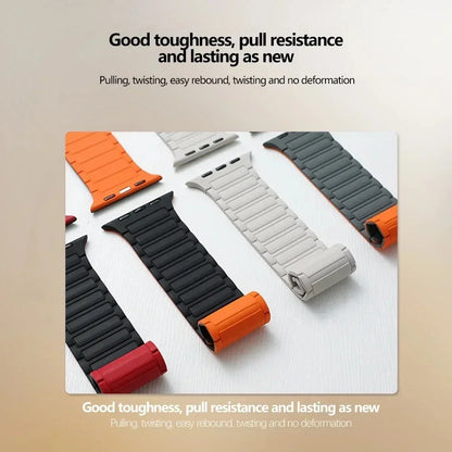 Magnetic Silicone Sports Band for Apple Watch — Fits Ultra 2 (49mm) & Series 9/8/7/6/5/4/SE/3 (38–45mm)