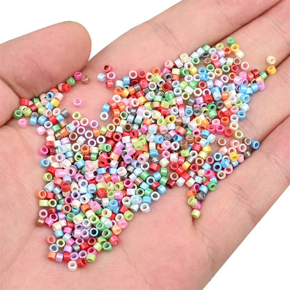 2.5mm Mini Glass Cylinder Beads – Antique Pearl Color Craft Beads for DIY Bracelets & Necklaces Jewelry Making Accessories
