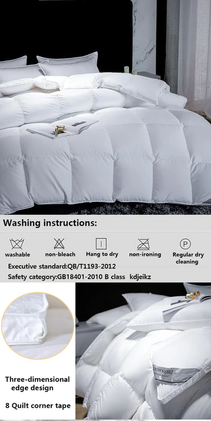 Winter Cotton Goose Down Quilt – Super Soft Fluffy Duvet for Queen & King Size, Four Seasons Blanket 220x240