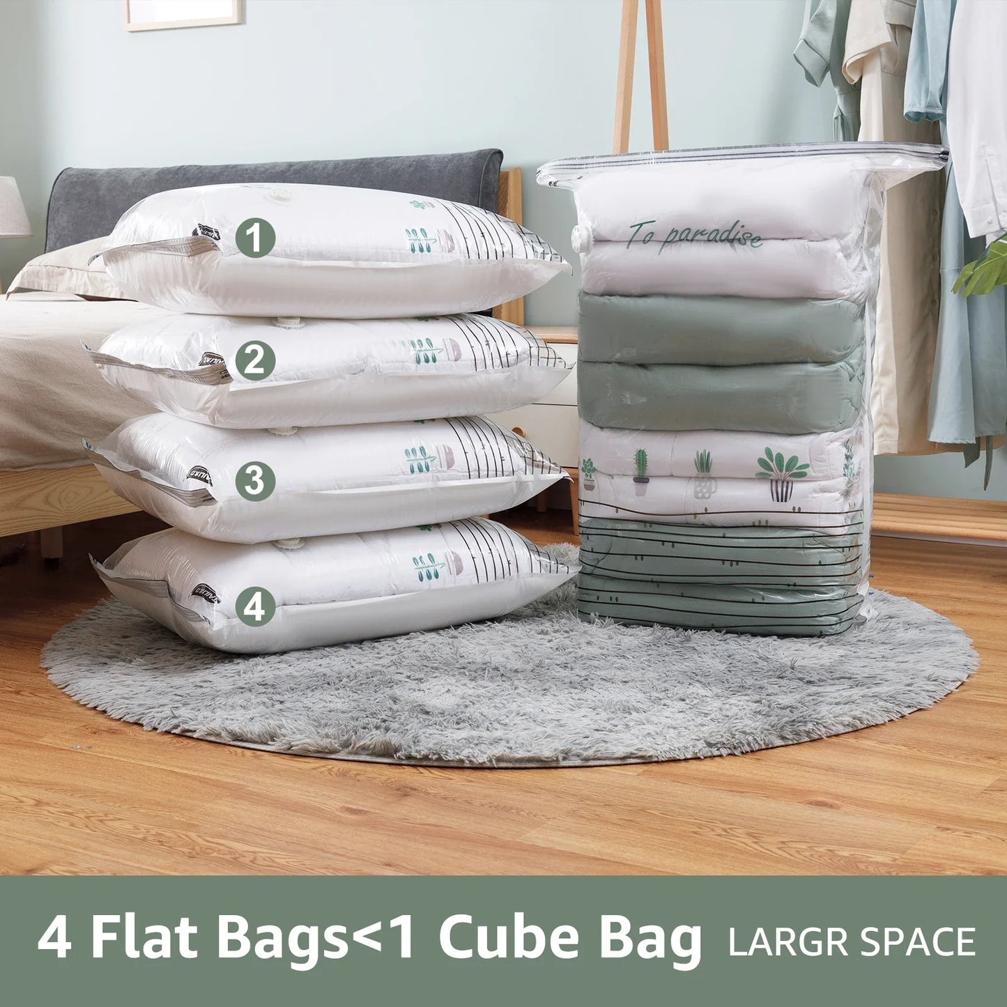 TAILI Large Cubic Vacuum Storage Bags – Plastic Compression Bags for Clothes, Blankets & Travel Packing