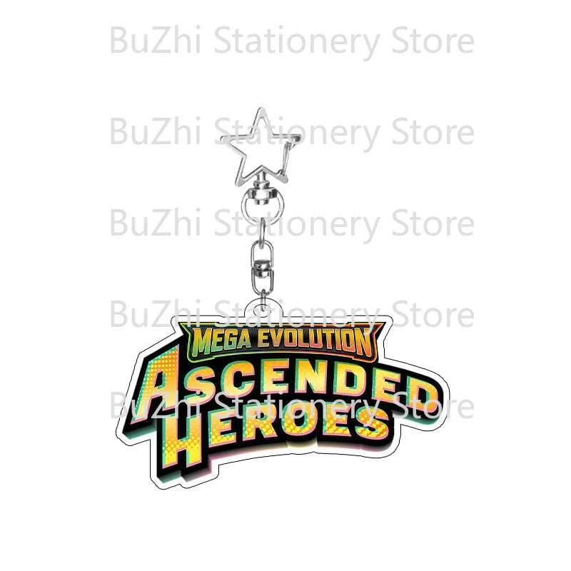 Anime Mega Evolution Acrylic Keychain 5cm – PTCG PKM Cartoon Game Logo Bag Charm Pendant Gift Toy for Boys & Girls Collection